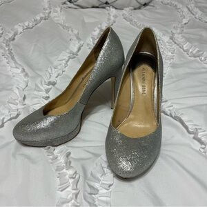 Gianni Bini Silver Glitter Platform High Heels 7.5